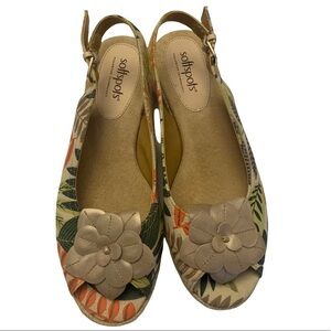 Soft spots floral wedge sandals